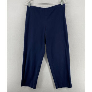EILEEN FISHER Pants M Twill Organic Cotton Stretch Slim Ankle Side Zip Blue